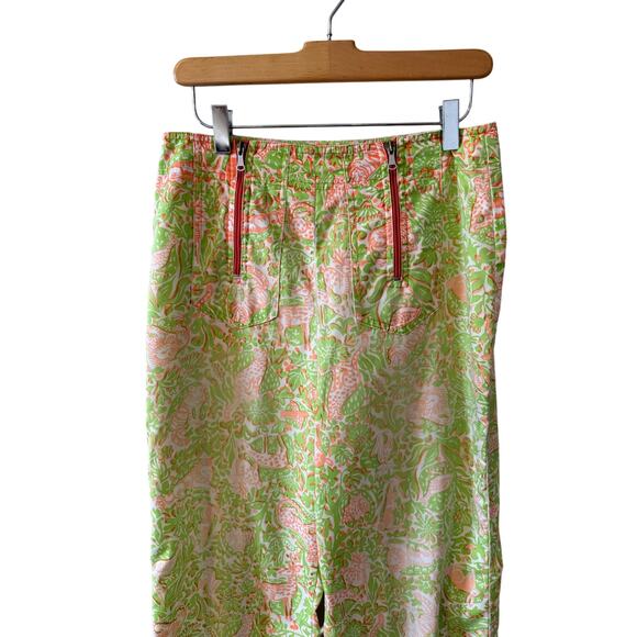 Vintage 60s 70s The Lilly Lilly Pulitzer Flare Leg Pants Green Tiger Owl Print - Picture 2 of 13